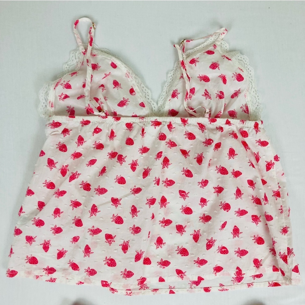 Flora by Flora Nikrooz white w pink strawberry, print, cami & shorts pajama set - Picture 5 of 9